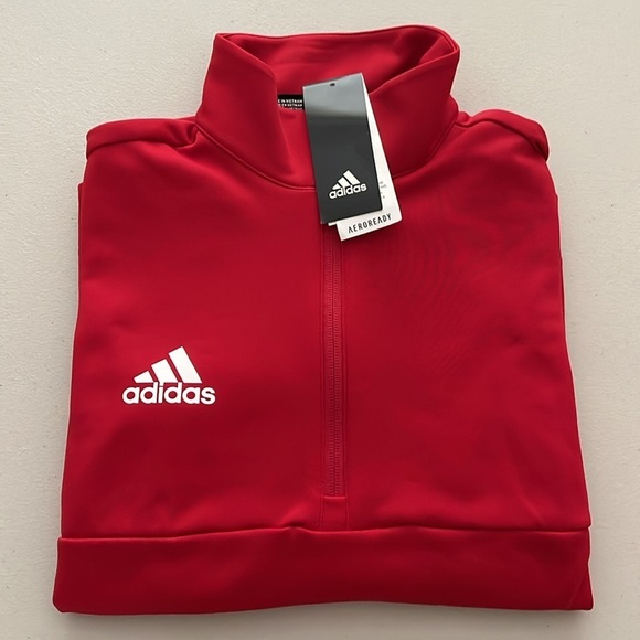 (NWT) Adidas Aeroready Women’s 1/4 Zip Pullover in Red, Small - Picture 4 of 17